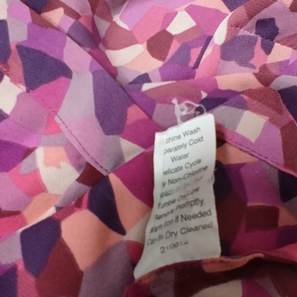 Cabi women's Top Kaleidoscope Mosaic Tie Neck blouse - Picture 4 of 10